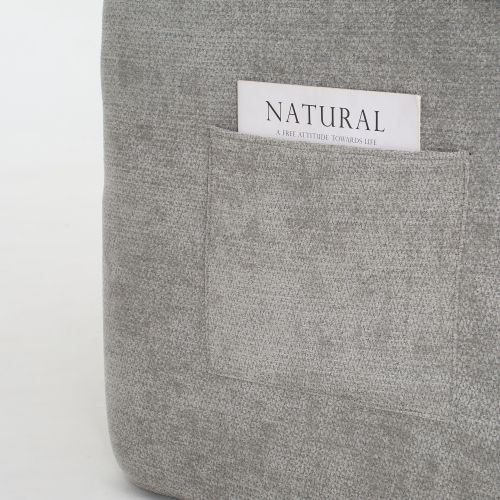 Canapé 2 Places 150 Cm En Chenille Gris Avec Poches Latérales