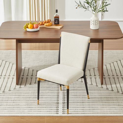 Lot De 2 Chaises De Salle à Manger, Style Scandinave, Pieds Réglables, Beige