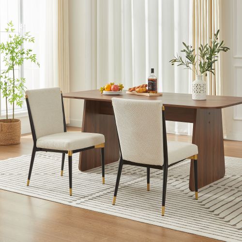 Lot De 2 Chaises De Salle à Manger, Style Scandinave, Pieds Réglables, Beige