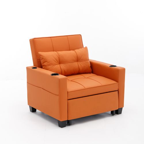 Fauteuil Convertible 3 En 1 Orange Avec Poche Latérale