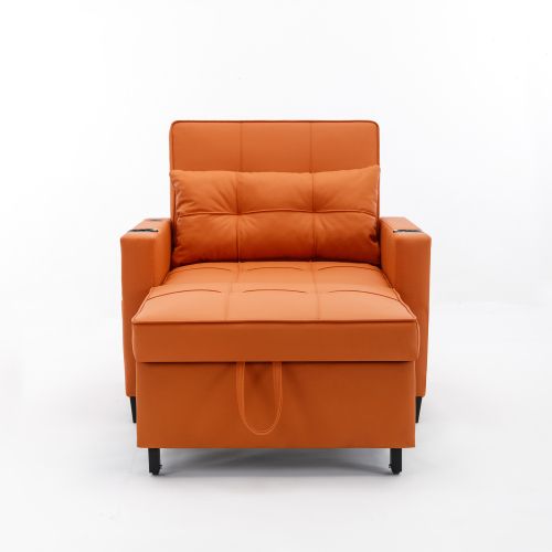 Fauteuil Convertible 3 En 1 Orange Avec Poche Latérale