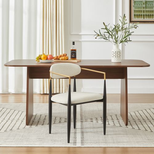 Lot De 2 Chaises De Salle à Manger, Tissu Et Métal, Beige