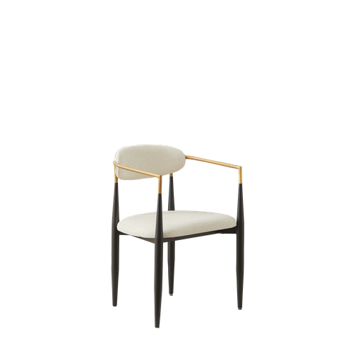 Lot De 2 Chaises De Salle à Manger, Tissu Et Métal, Beige