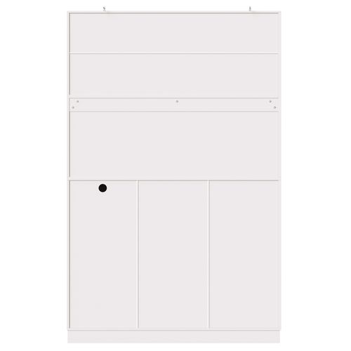 Buffet De Cuisine Haut 110x38x180 Cm Avec LED, Prise Intégrée, Poignées Métal, En Mdf, Blanc