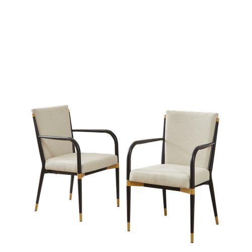 Lot De 2 Chaises De Salle à Manger, Tissu, Accoudoirs, Style Scandinave, Beige