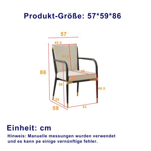 Lot De 2 Chaises De Salle à Manger, Tissu, Accoudoirs, Style Scandinave, Beige