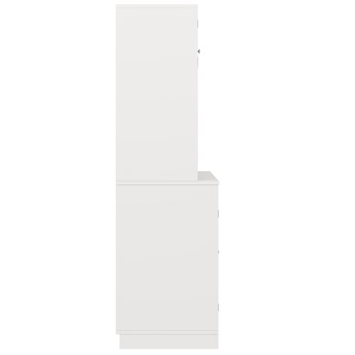 Buffet De Cuisine Haut 120x40x188 Cm Avec 4 Portes, 2 Tiroirs, Casier à Vin, Blanc