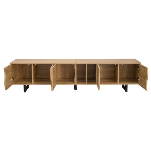 Meuble TV 191 Cm Avec 5 Portes, 2 Niche Ouverte, Couleur Bois