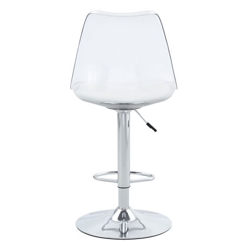 Lot De 2 Tabourets De Bar Réglables, Dossier Transparent, Assise En Pu, Argenté