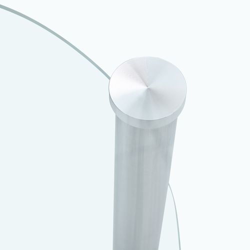 Table Basse Ronde à 2 Niveaux En Verre Trempé Et Métal Argenté