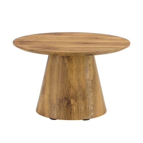 Table Basse Ronde En Mdf Finition Bois, 60x35 Cm