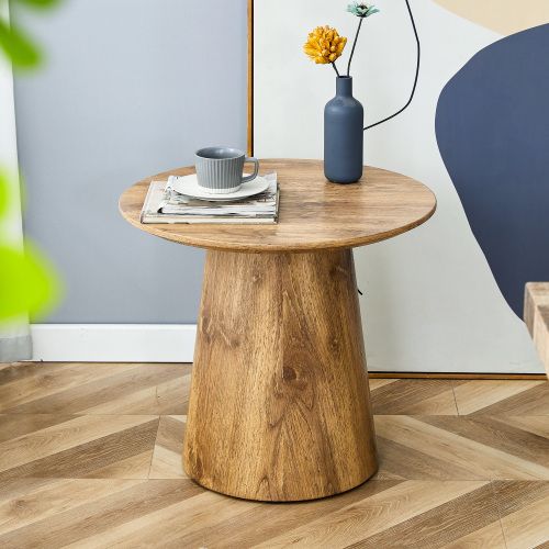 Table Basse Ronde Effet Bois Naturel D50 X H48 Cm, Plateau En Mdf, Charge 120 Kg