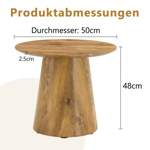 Table Basse Ronde Effet Bois Naturel D50 X H48 Cm, Plateau En Mdf, Charge 120 Kg