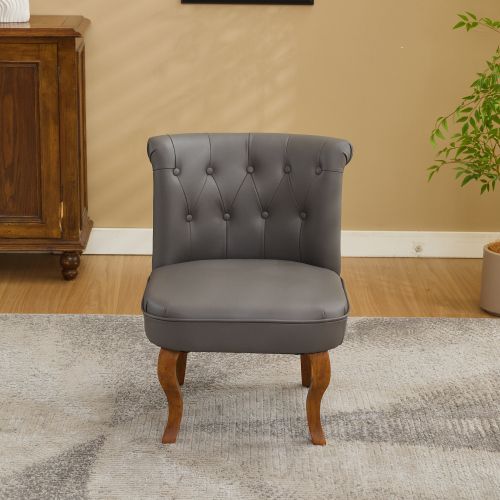 Chaise De Salle à Manger En Cuir, Piètement Bois Massif, Gris