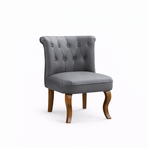 Chaise De Salle à Manger En Cuir, Piètement Bois Massif, Gris