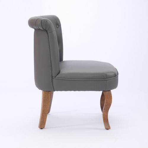 Chaise De Salle à Manger En Cuir, Piètement Bois Massif, Gris