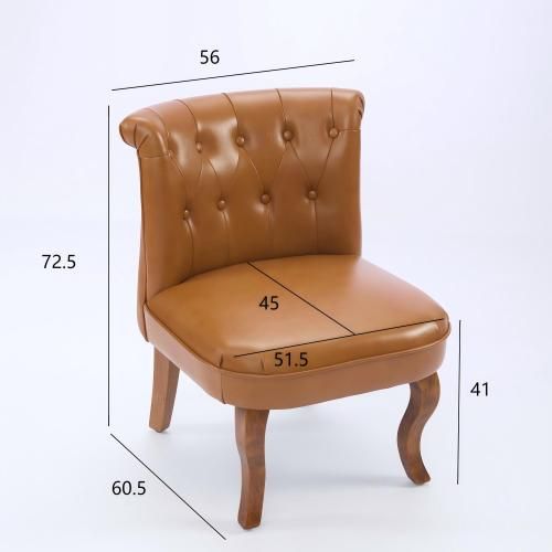 Chaise De Salle à Manger En Cuir, Dossier Capitonné, Pieds En Bois, Marron Clair