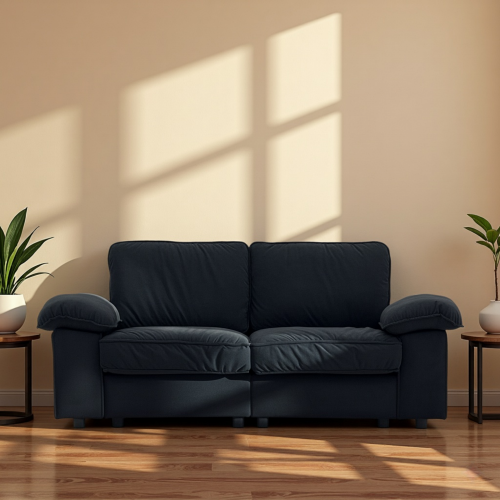 Canapé 2 Places Avec Rangement Sous Assise, Micro-peluche Et Structure Bois Massif