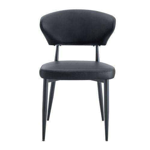 Lot De 2 Chaises De Salle à Manger, Revêtement En Pu, Pieds En Métal, Noir