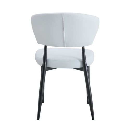 Lot De 2 Chaises De Salle à Manger, Revêtement En Pu, Pieds En Métal, Blanc