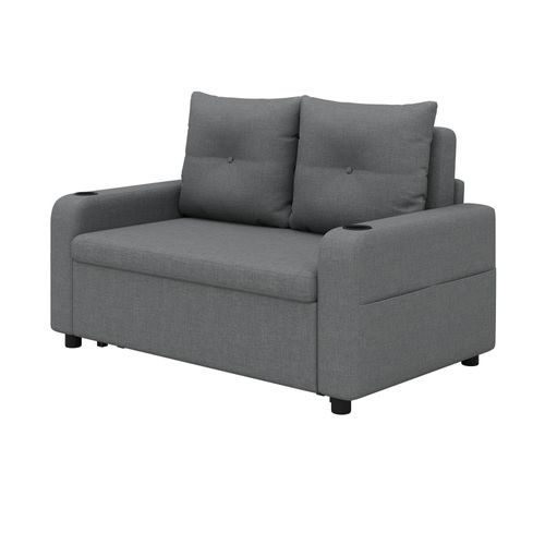 Canapé Convertible 2 Places 3 En 1 Gris Avec USB Et Porte-gobelets