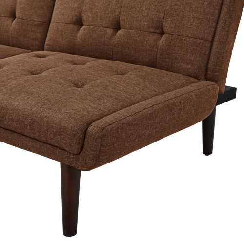 Canapé Convertible 2 Places 3-en-1 Avec Dossier 5 Positions, En Lin, Marron