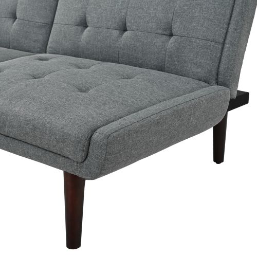 Canapé Convertible 2 Places 3-en-1 Avec Dossier 5 Positions, En Lin, Gris