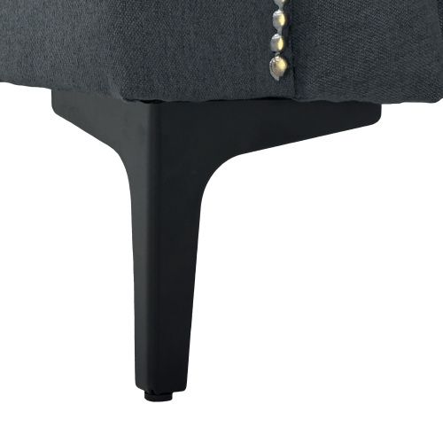 Canapé 2 Places En Polyester Gris Foncé - 2 Pièces - Pieds Métal, Design Scandinave