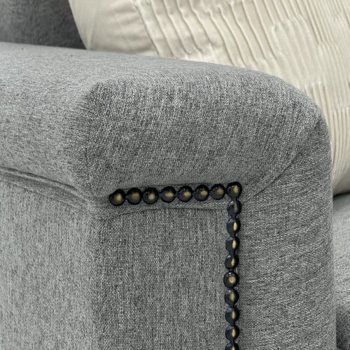 Canapé 2 Places En Polyester Gris Clair - 2 Pièces - Pieds Métal, Design Scandinave