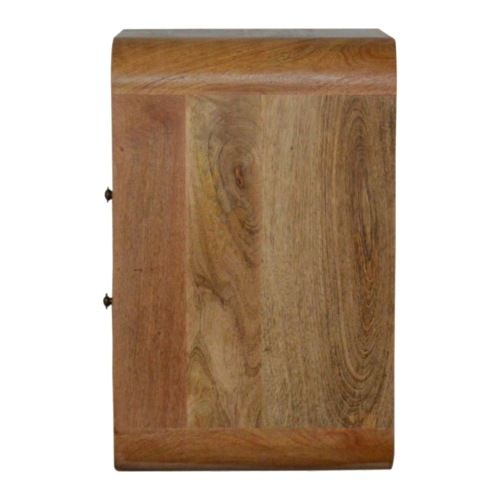 Table De Chevet En Bois Massif Manguier, Finition Chêne Clair, Boîte De Rangement Incluse