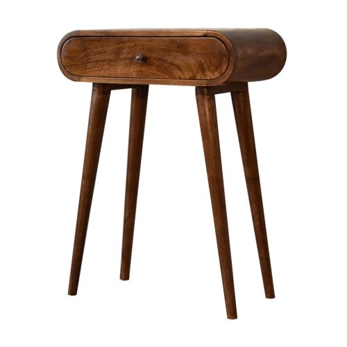 Table Console En Bois Massif De Manguier Marron, 1 Tiroir, Finition Teintée
