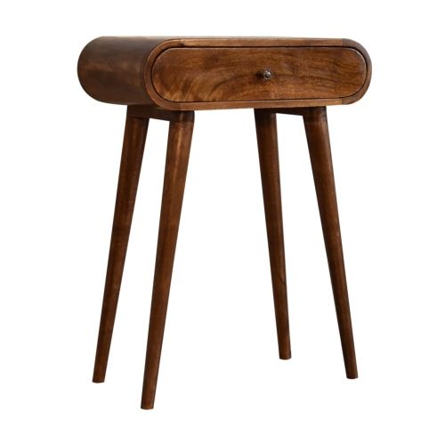 Table Console En Bois Massif De Manguier Marron, 1 Tiroir, Finition Teintée
