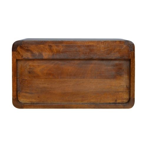 Table De Chevet Suspendue 2 Tiroirs, Manguier Massif, Finition Brun Foncé