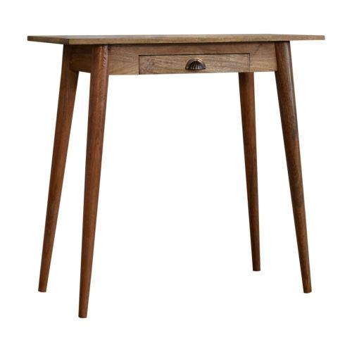 Table Console En Manguier Massif Style Nordique, 1 Tiroir, Finition Naturelle