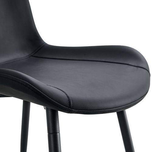 Ensemble Table Et Chaises, Table à Manger 100 Cm Avec Pieds Métal Noir Et 4 Chaises Pu Noir