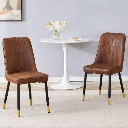 Lot De 2 Chaises De Salle à Manger, Tissu Technique, Pieds Métal, Marron Et Noir
