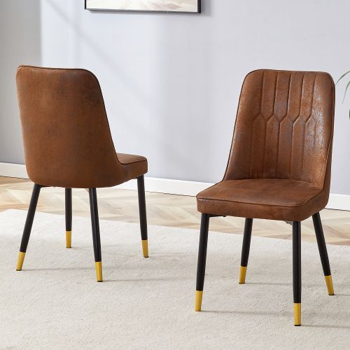 Lot De 2 Chaises De Salle à Manger, Tissu Technique, Pieds Métal, Marron Et Noir