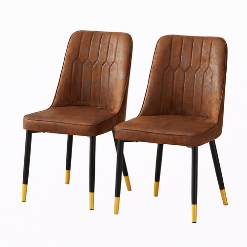 Lot De 2 Chaises De Salle à Manger, Tissu Technique, Pieds Métal, Marron Et Noir
