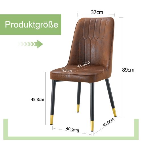 Lot De 2 Chaises De Salle à Manger, Tissu Technique, Pieds Métal, Marron Et Noir