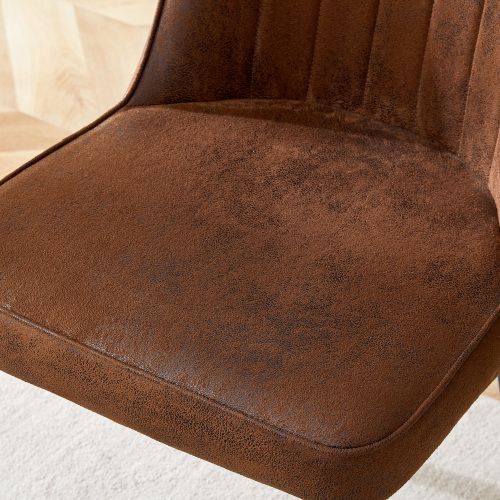 Ensemble Table Et Chaises, Table à Manger 100 Cm Avec Pieds Métal Noir Et 4 Chaises Marron