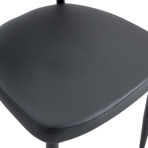 Ensemble Table Et Chaises, Table à Manger 100 Cm Avec Pieds Métal Noir Et 4 Chaises En Pu Noir