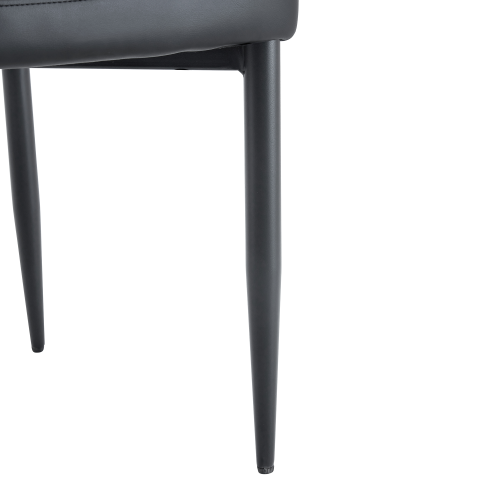 Ensemble Table Et Chaises, Table à Manger 100 Cm Avec Pieds Métal Noir Et 2 Chaises En Pu Noir