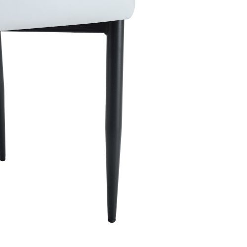 Ensemble Table Et Chaises, Table à Manger 100 Cm Avec Pieds Métal Noir Et 2 Chaises En Pu Blanc