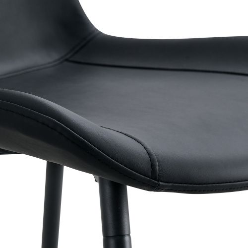 Ensemble Table Et Chaises, Table à Manger 100 Cm Avec Pieds Métal Noir Et 4 Chaises En Pu Noir