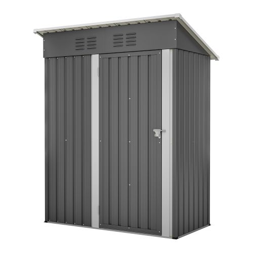 Abri De Jardin En Métal Gris Sans Fenêtre Avec Porte Verrouillable 152,2x83,6x182 Cm