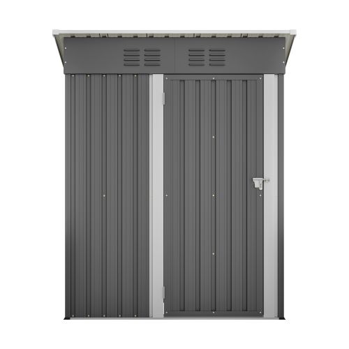 Abri De Jardin En Métal Gris Sans Fenêtre Avec Porte Verrouillable 152,2x83,6x182 Cm