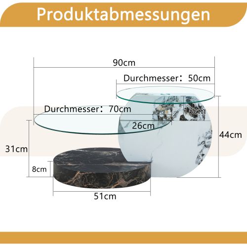 Table Basse Ronde Transparente, 2 Niveaux