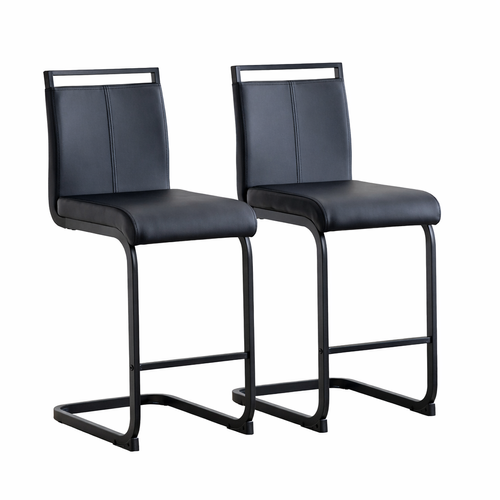 Lot De 2 Tabourets De Bar, Assise En Simili, Pieds Métal, Noir