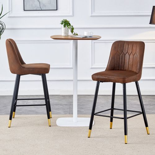 Lot De 2 Tabourets De Bar, Hauteur 100 Cm, Tissu Technique Et Métal, Marron Et Noir