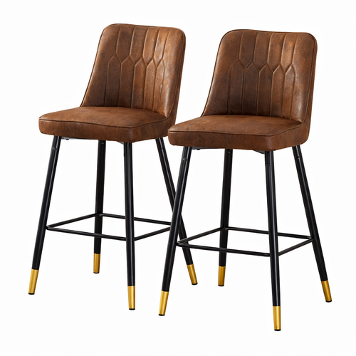 Lot De 2 Tabourets De Bar, Hauteur 100 Cm, Tissu Technique Et Métal, Marron Et Noir